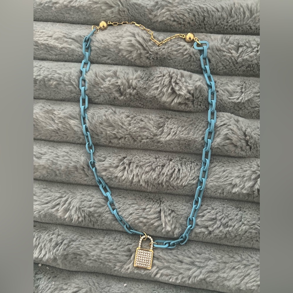 Blue and Gold Chain Necklace